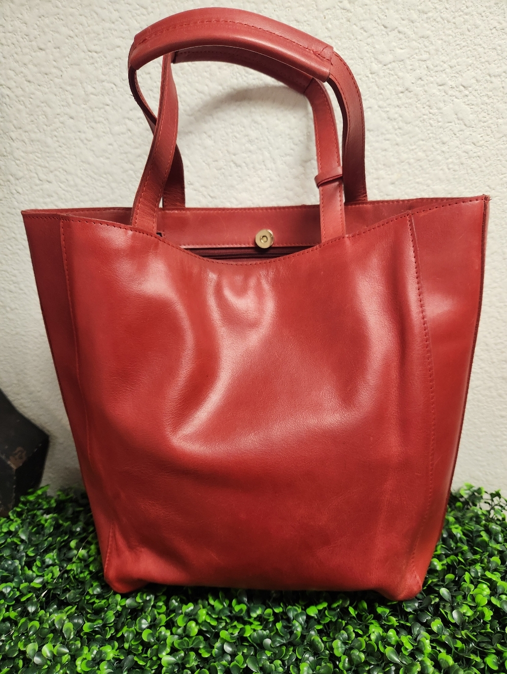 Noonday Mulberry Red leather Tote